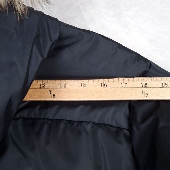 Lempelius Down Jacket Womens Large Blue Quilted Puffer Removable Fur Trim Hooded - Picture 11 of 16